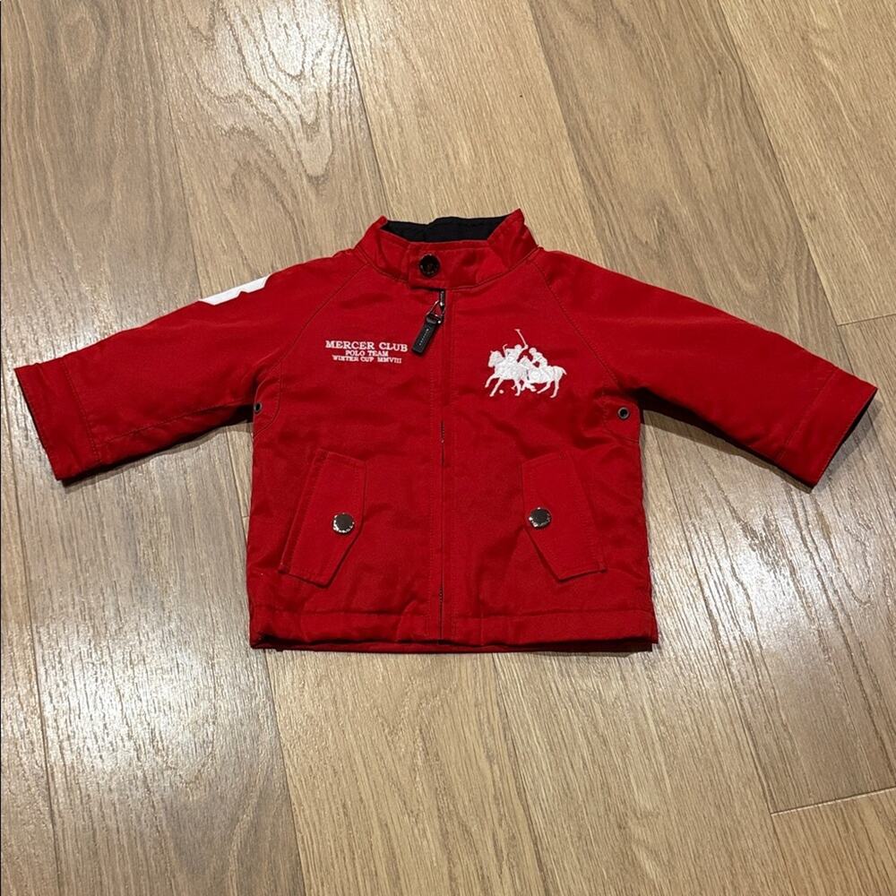 Ralph Lauren Red Mercer Club Polo Team Bomber Style Jacket Size 9 Months